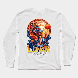 Lunar New Year: Pop Art Chinese Dragon and Lantern Celebration Long Sleeve T-Shirt